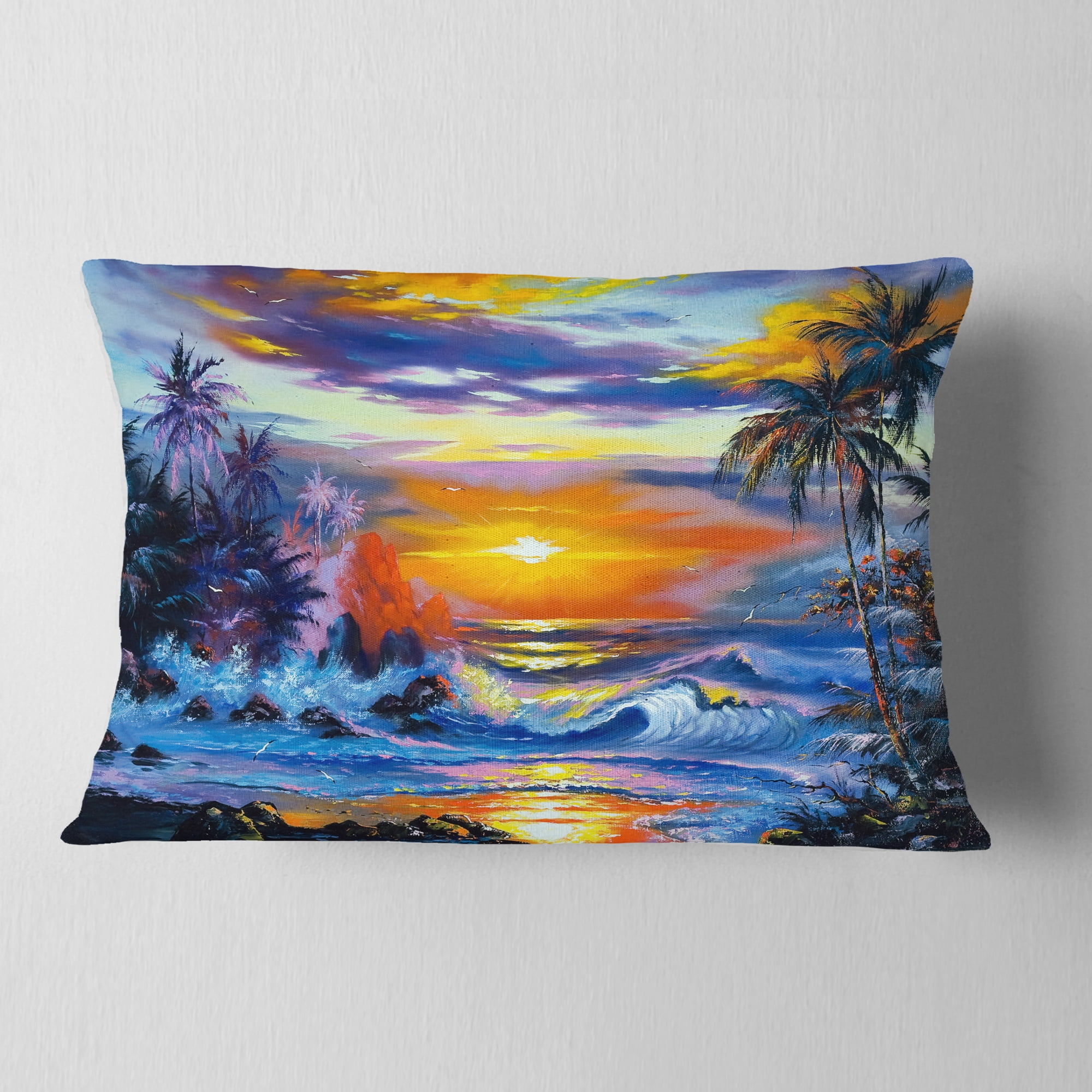 Designart Sea in the Evening - Landscape Printed Throw Pillow - 12x20