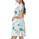 thumbnail image 2 of Balery Gold Stars Blue Dots Pattern Vestidos sueltos de manga corta para mujer, vestidos de verano 2025, vestidos casuales de corte A con vuelo., 2 of 6