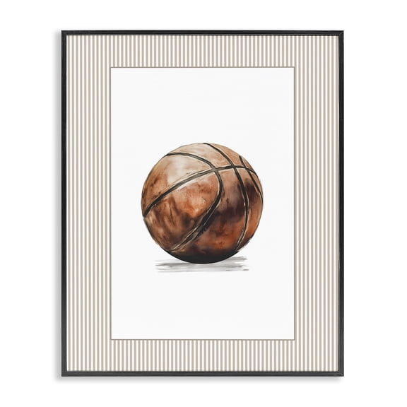 Stupell Industries Eclectic Vintage Sports Basketball Black Framed Giclee Art, 11 x 14, by Christine Simpson Art