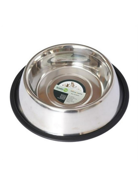 Iconic Pet Stainless Steel Non-Skid Pet Bowl For Dog or Cat, 96 Oz, 12 Cup
