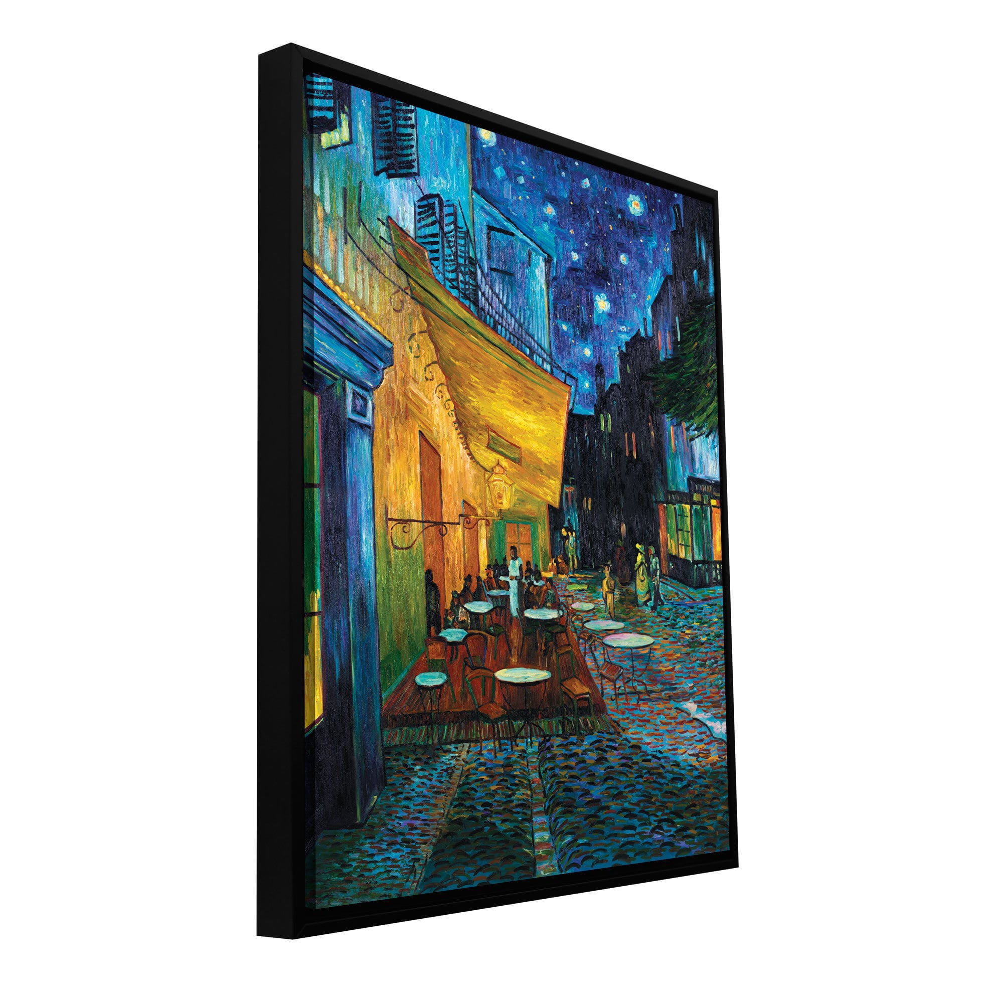 ArtWall Vincent Van Gogh "Café Terrace At Night" Floater Framed Gallery-Wrapped Canvas