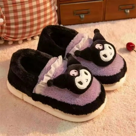 

Sanrio Hello Kitty Plush Package Heel Cotton Slippers Cartoon Kuromi Cinnamoroll Kawaii Winter Warm Slippers Home Essential