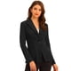 thumbnail image 1 of Chaqueta de oficina de trabajo de manga larga con cuello de solapa y ante sintético para mujer Negro S, 1 of 6