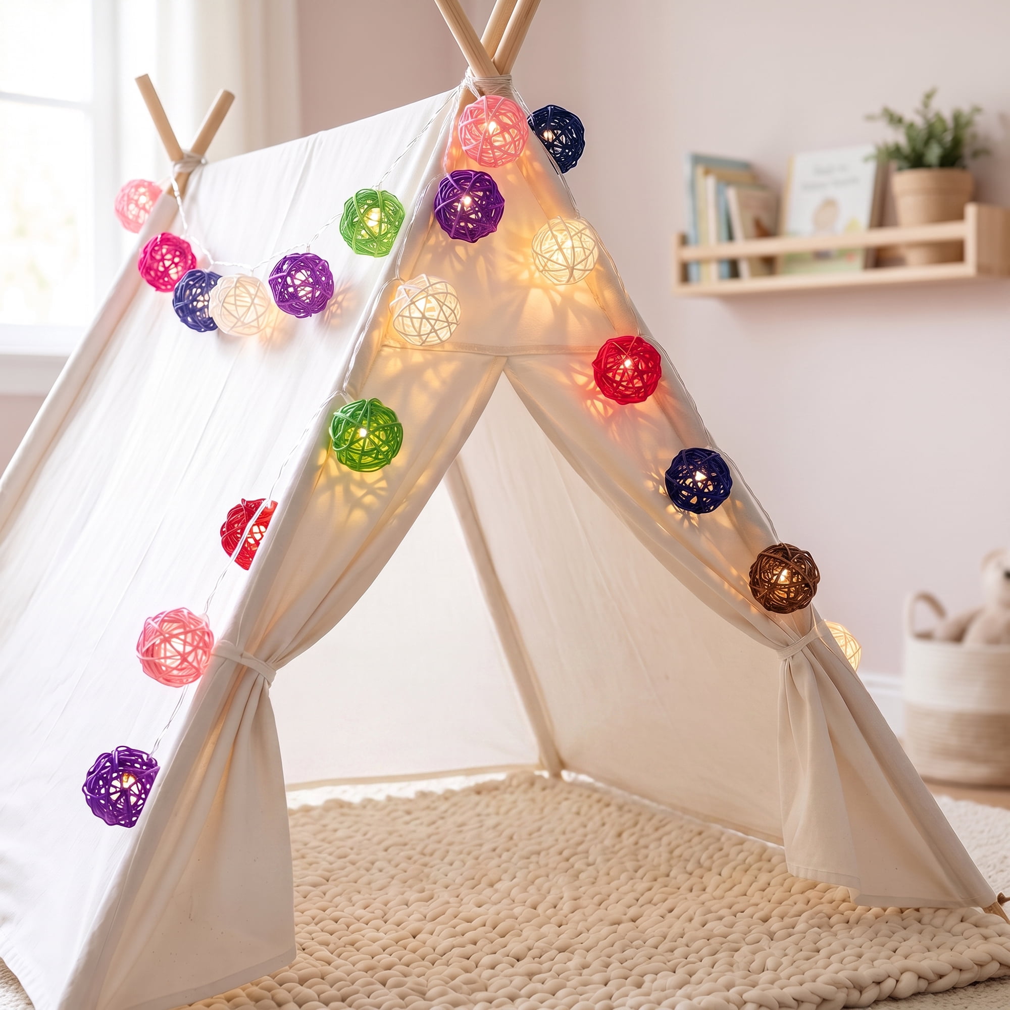 Unique Bargains Moroccan Orb Lights with Flexible Design 6.6 ft Battery Operated