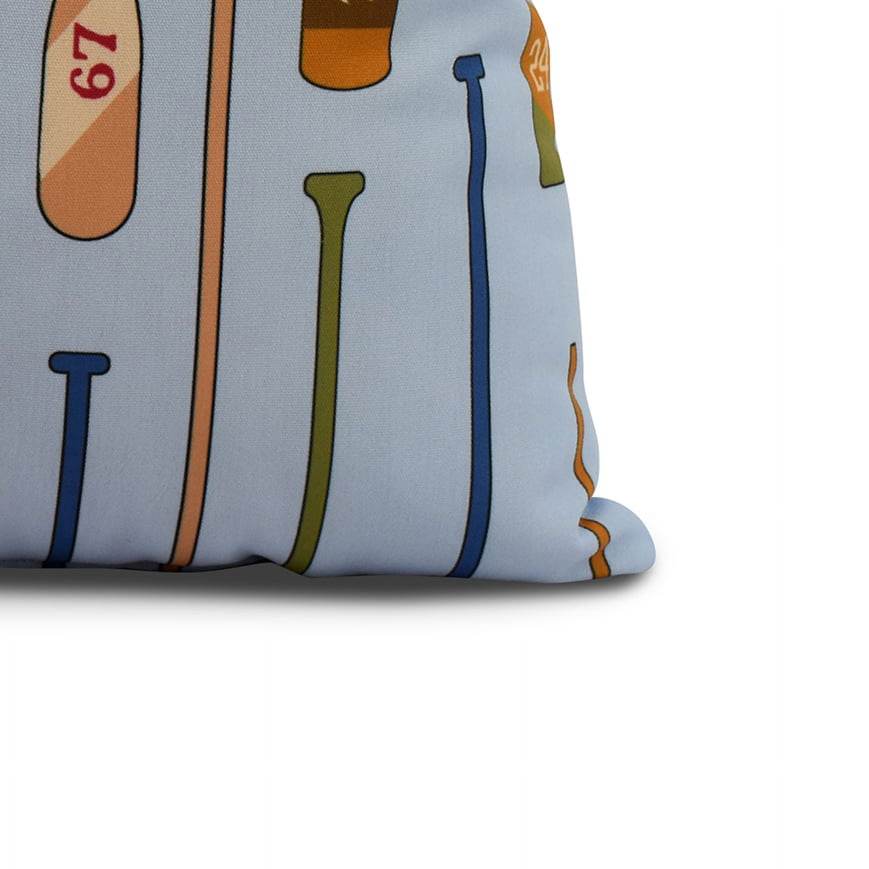 Simply Daisy, 16" x 16" Oar Numbers , Geometric Print Outdoor Pillow, Blue