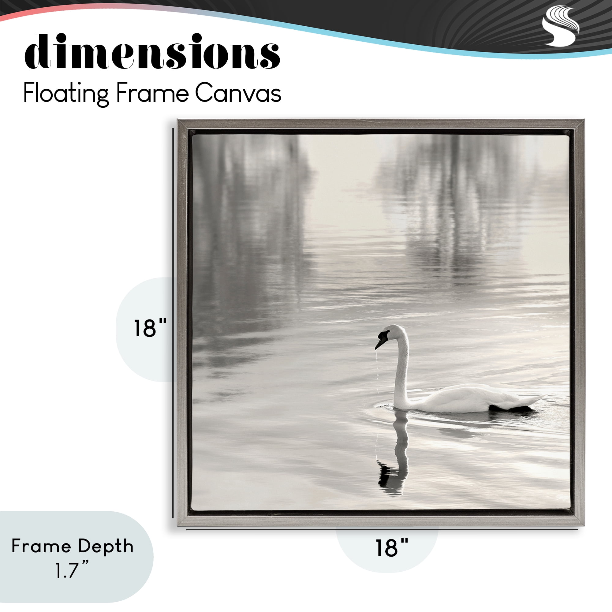 Stupell Industries Morning Sunlit Swan Gray Framed Floater Canvas Wall Art, design by Nicholas Bell