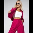 thumbnail image 4 of Conjuntos de 2 Piezas para Mujer: Blazer Elegante, Chaqueta, Pantalón Recto de Cintura Alta, Conjunto Informal de Negocios. Rosa Roja L, 4 of 10