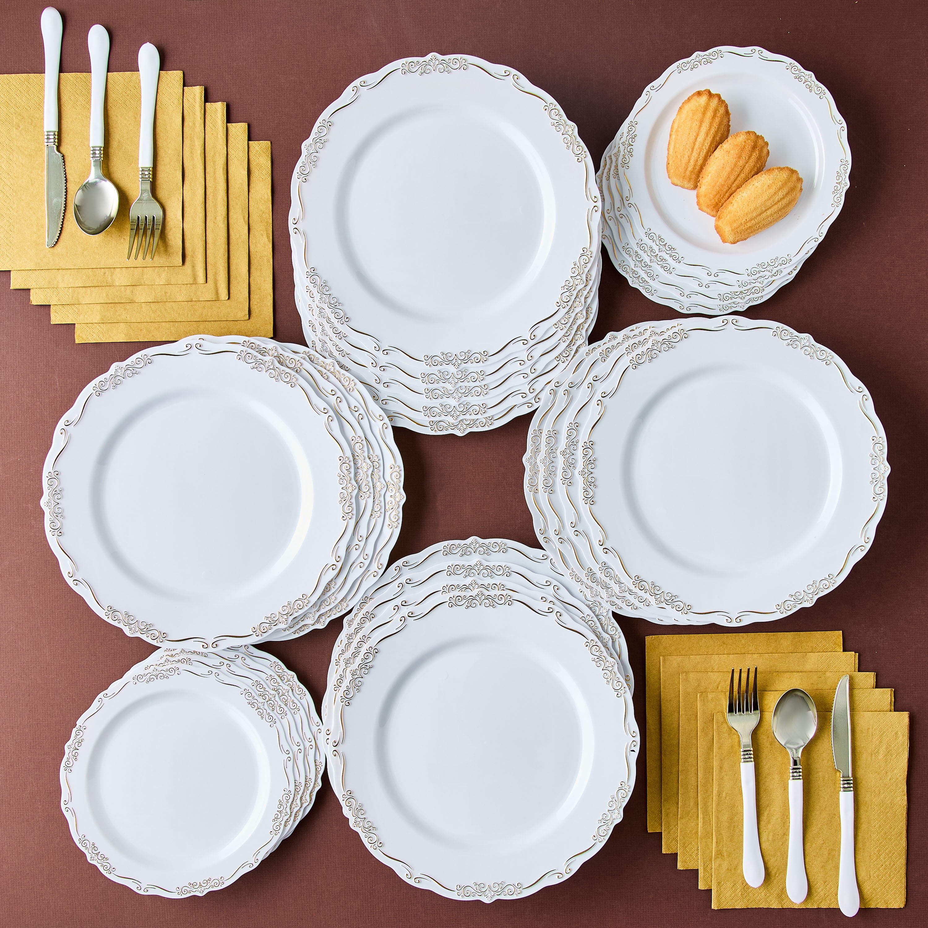 24CT 6.5IN x 6.5IN Gold Disposable Paper Napkins by Way To Celebrate
