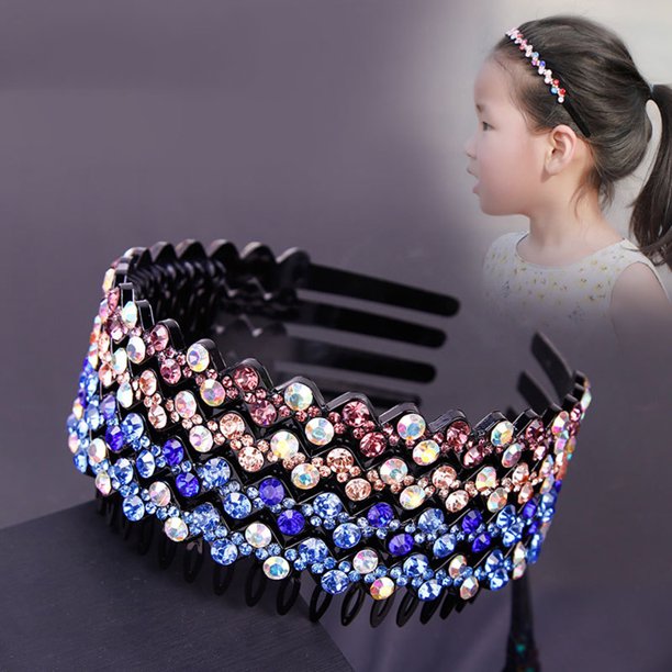 SPRING PARK Bling Rhinestone Headband No Slip Plastic Teeth Comb