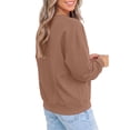 thumbnail image 4 of Womens Crew Neck Sweatshirts Long Sleeve Fall Casual Basic Pullover Loose Fit Top Sweatshirt Fashion Light Brown XL, 4 of 7