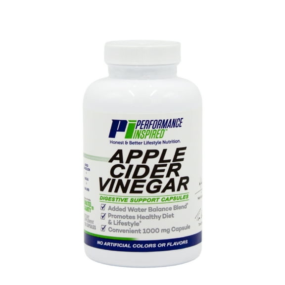 Performance Inspired Nutrition - Apple Cider Vinegar Natural Capsules – Supports Healthy Weight Loss – Water Balance Blend - 180 Count