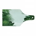 thumbnail image 1 of Leaf Cutting Board, Exotic Fantasy Hawaiian Tropical Palm Leaves Floral Graphic Art Print, Decorative Tempered Glass Cutting and Serving Board, Wine Bottle Shape, Green White, by Ambesonne, 1 of 1