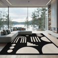 thumbnail image 2 of ODIKA 8'x10' Washable Area Rug Non-Shedding, Easy Care, Black Cream Geometric Design Contemporary Art Inspired Visual Symmetry for King Size Bedroom Under Bed, Master Suite, 2 of 7