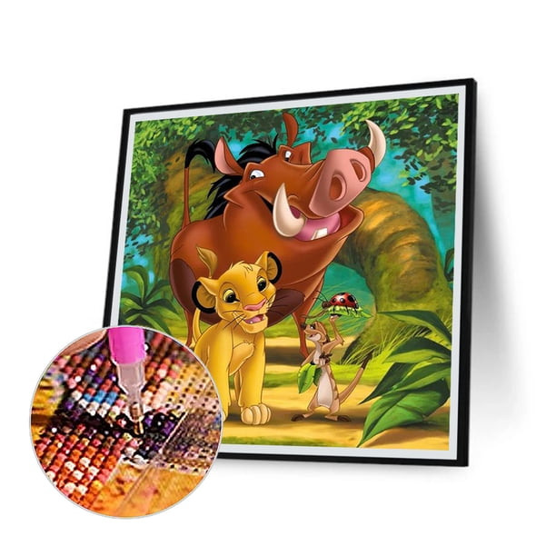 Cuadros Decorativos Timon y Pumba 5D DIY Diamond Painting Kits Full Round Drill Wall Decor Craft Wdftyju embutido en tela