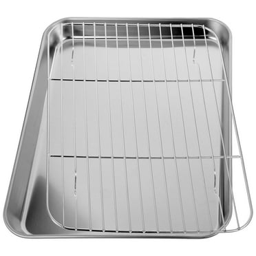 2PCS Baking Sheet with Wire Rack Set , Stainless Steel Sheet Pan with Rack, Nonstick Baking Pan Tray, Heavy Duty & Easy Clean