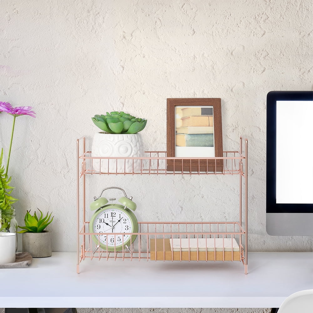 Rose Gold 2 Tier Countertop Spice Rack Organizer Storage Shelf by [Brand Name]