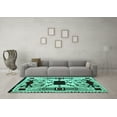 thumbnail image 3 of Ahgly Company Machine Washable Indoor Rectangle Southwestern Turquoise Blue Country Area Rugs, 4' x 6', 3 of 4