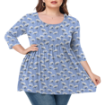 thumbnail image 2 of CHUANK Tunique à Col Rond pour Femmes Grande Taille, Blouse à Manches 3/4, T-Shirt Ample à Fleurs 0X-5X, 2 of 4