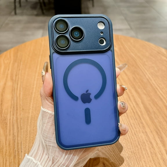 Dteck Magnetic Case for iPhone 17 Pro,Shockproof Matte TPU PC Case Built-in Camera Lens Protector Compatible with Mag Safe Back Cover for iPhone 17 Pro,Darkblue