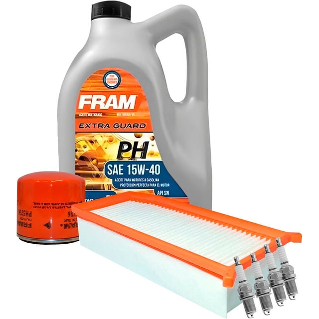 Kit De Afinación Con Aceite 15W40 Mineral, Bujías Platino, Filtro De Aire Y Filtro De Aceite 7 Piezas Compatible con Renault Oroch L4 2.0L 2020