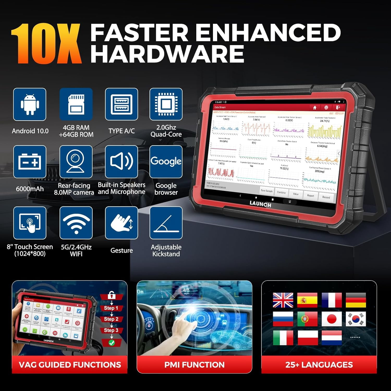 LAUNCH X431 PROS Elite Car Diagnostic Scan Tool, All System Diagnostics, 32+ Services, Active Test, Support CANFD DoIP and FCA Autoauth