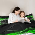 thumbnail image 5 of Castle Fairy Racing Car Twin Comforter Sets for Kids Teenagers,Black Green Bedding Set, 5 of 8