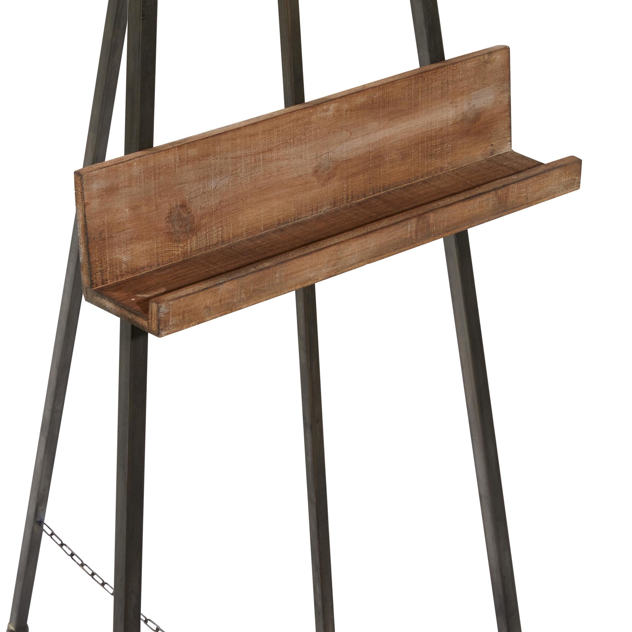 DecMode Black Industrial Extra Large Standing Metal Easel, 16"W x 52"H,for Canvas Holder, Signs, Mirrors and Message Boards