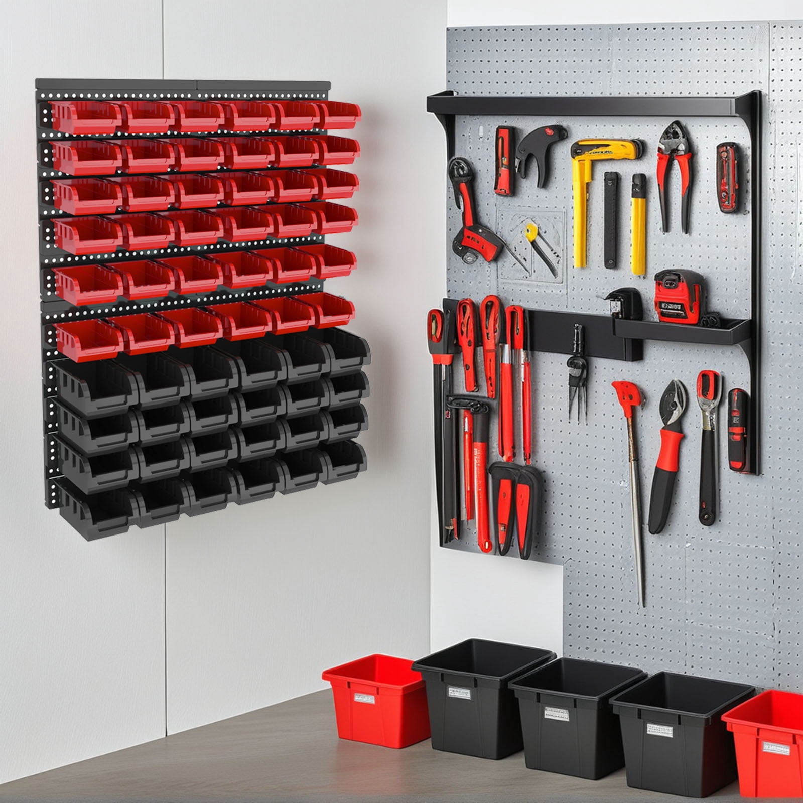 60pcs Wall Mounted Storage Bins Heavy Duty,Plastic Tool Organizer,Heavy Duty Hanging Storage Organizer Bins For Garage, Screws, Nuts, Bolts, Small Hardware Parts