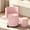 Pink, variant on SJZNOI Foldable Back Round Swivel Vanity Stool, Rolling Makeup Chair with Built-in Storage, Soft PU Leather Small Upholstered Ottoman for Home Bedroom Living Area,Gray