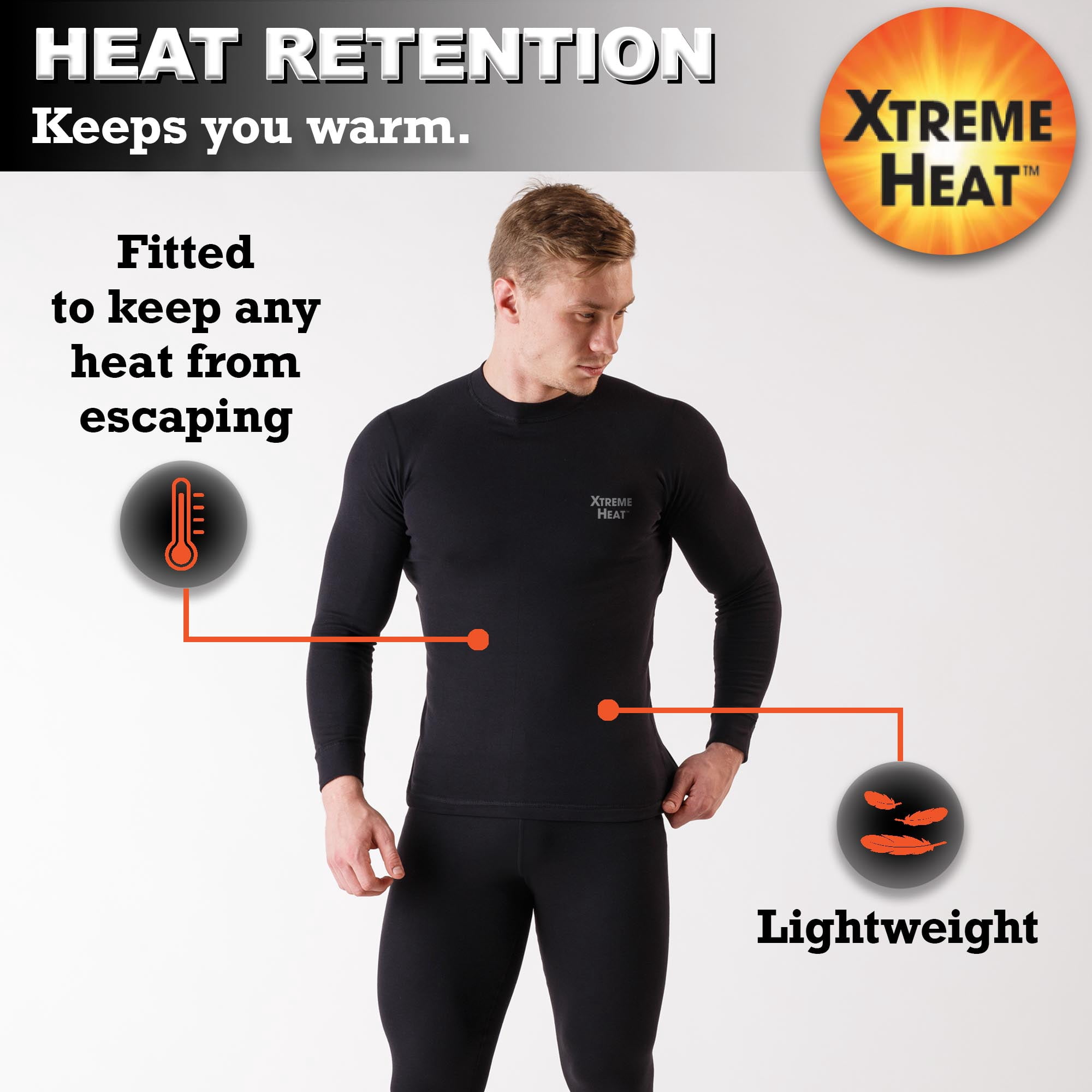 Xtreme Heat Men’s Base Layers Set Compression Pants & Shirt Thermal Wear for Men, Grey XL