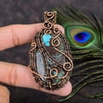 thumbnail image 2 of Natural Tibetan Turquoise Gemstone Copper Wire Wrap Gift Pendant 3.35, 2 of 4