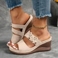 thumbnail image 2 of Mostsola Womens Wedge Sandals Summer Dressy Slip on Shoes Bohemian Flower Platform Heels, 2 of 8