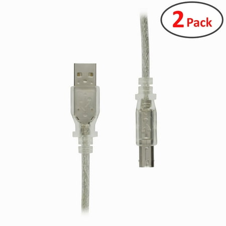 Scanner 210 GearIT (2-Pack) 10 Feet Hi-Speed USB Cable, USB 2.0 Type A to B Printer Scanner Cable, Translucent Clear - Lifetime Warranty ()