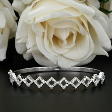 1 Carat Bangle Bracelet - Noble Square Bracelet - Classic Design - Bangle Jewerly - Jewelry Gift - Fine Jewelry - 18k White Gold Over Silver