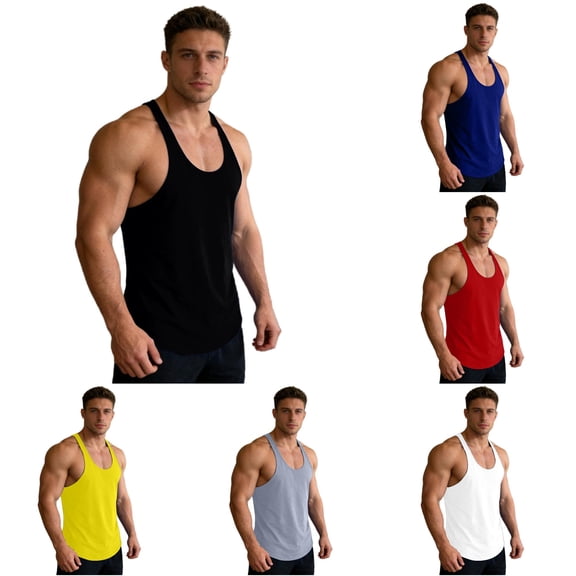 XIAONU Men's Racerback Muscle Tank Top Slim Fit Sleeveless Bodybuilding Gym Workout Vest