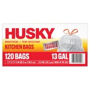 Husky 13 Gallon Tall Kitchen Drawstring Bags, 120 Bags