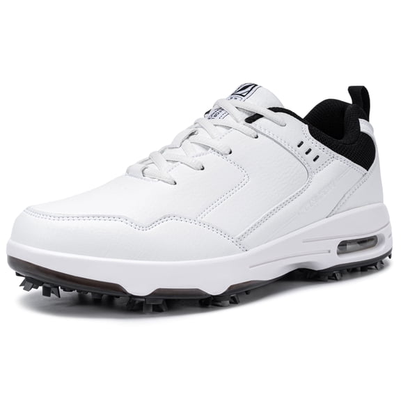 FENLERN Men's Golf Shoes with Spiked Waterproof Leather Upper Air cushion shock-absorbing sports sneakers Shoe