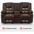 thumbnail image 3 of MCombo Fabric Electric Power Loveseat Recliner w/ Console Massage Cup Holders USB for Living Room Brown 6045, 3 of 8