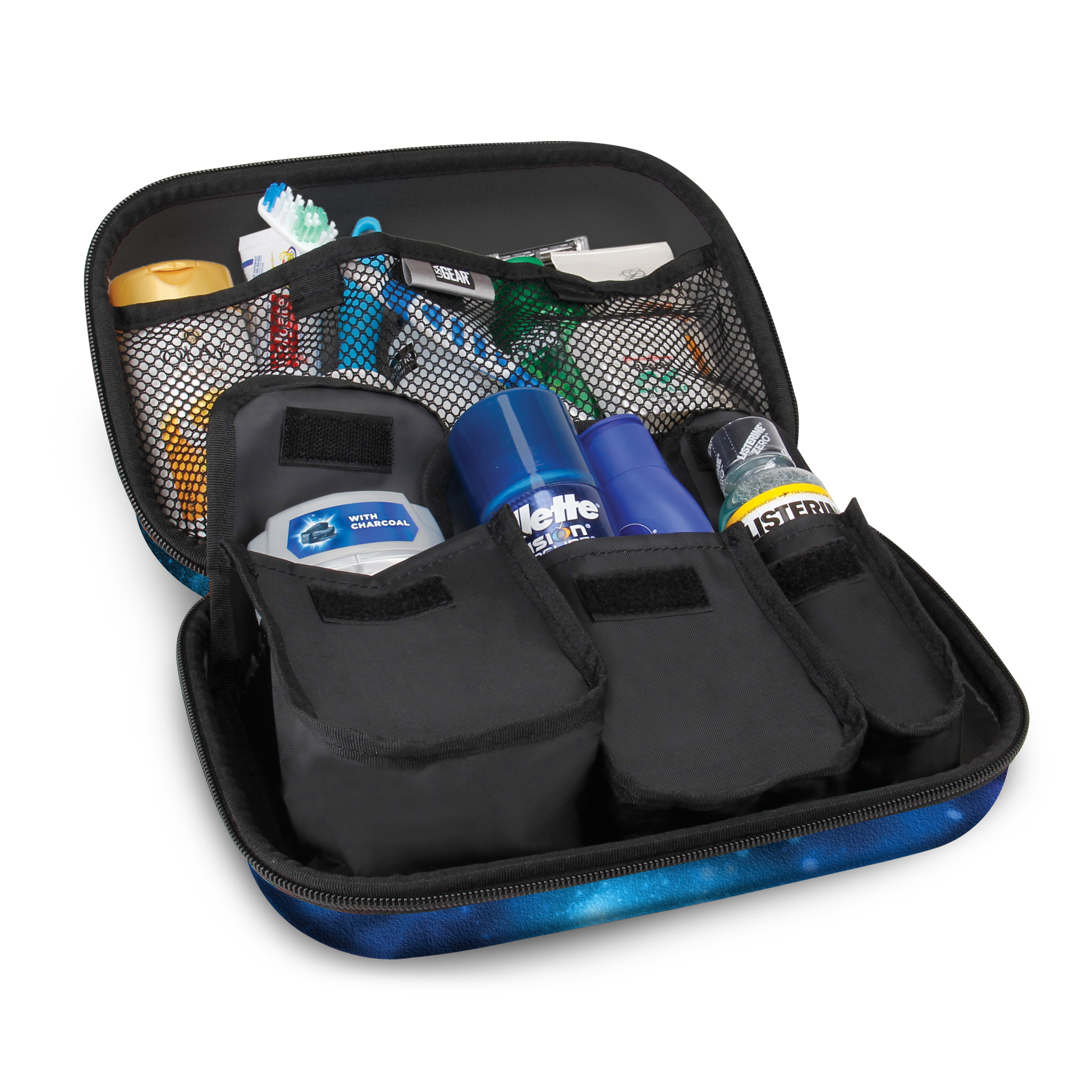 USA GEAR Toiletry Travel Bag Organizer, Customizable Storage Pockets, Nylon Hard Shell - Galaxy - image 2 of 8