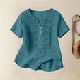 thumbnail image 3 of Uootdi Womens Embroidered Blouses Short Sleeve Split Neck with Floral Embroidered Placket Retro Chic Style Soft Comfortable Everyday Tops Gift, 3 of 9