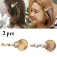 thumbnail image 1 of 2 Pcs Pince à Cheveux Métal Perle Décor Strass Pince à Bec, 1 of 10