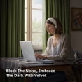 thumbnail image 4 of Half Price Drapes Signature Basque Green Velvet Blackout Curtains For Bedroom(1 Panel), 50WX 108L, 4 of 11