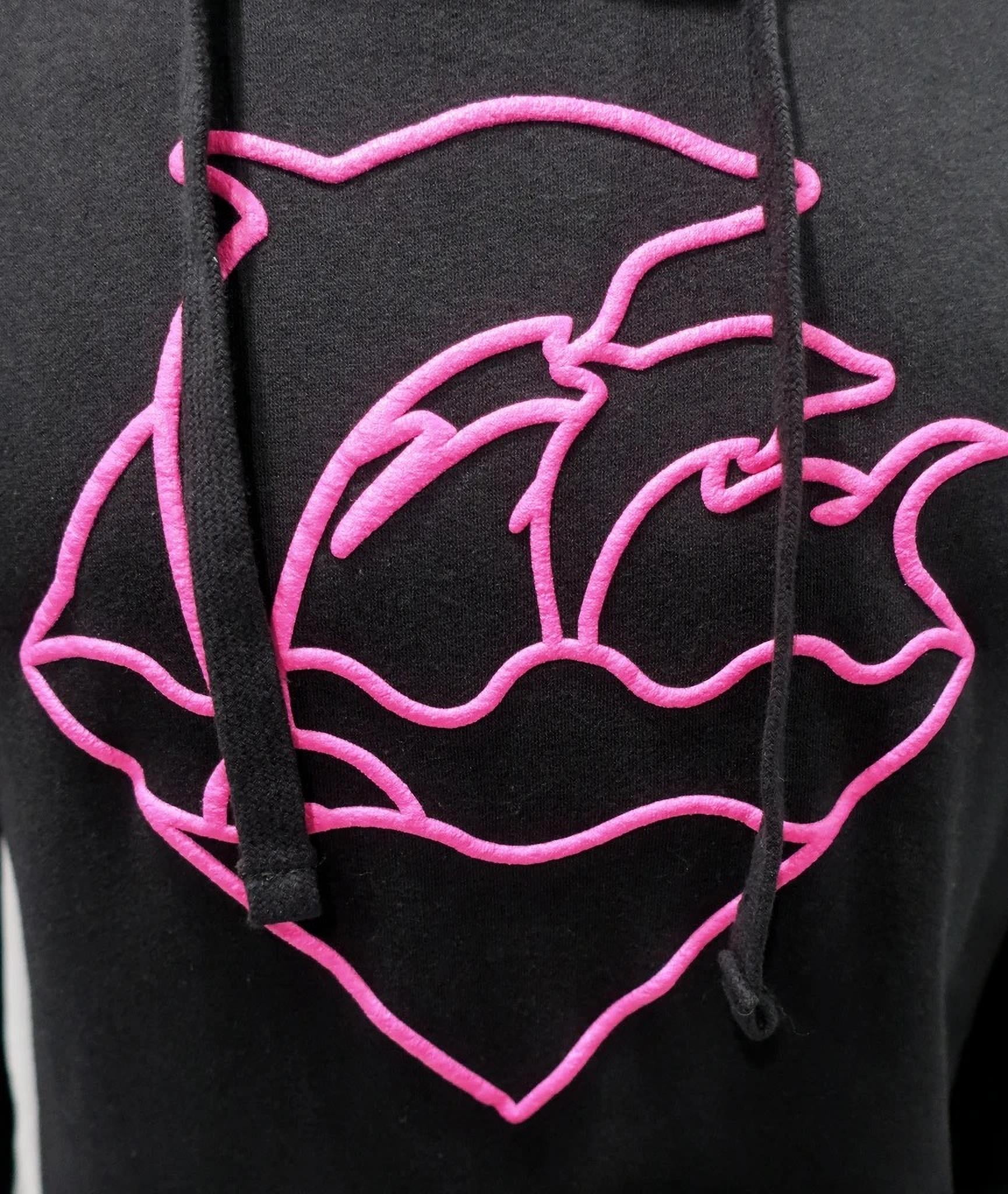 Pink Dolphin Men's Graphic Logo Black Pullover Hoodie Sweatshirt (XX-Large,  Slow Burn)