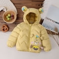 thumbnail image 1 of Chaqueta de plumón con estampado de osito de peluche para niños y niñas, otoño e invierno, para bebés y niños pequeños, ligera, de manga larga, con capucha, para exteriores, abrigo de poliéster para n, 1 of 5