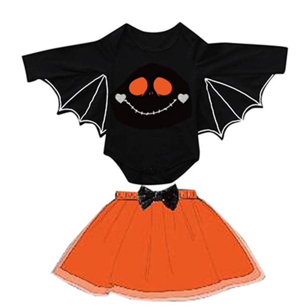 De Conjunto de mono y falda de tul con estampado de dibujos animados de Halloween para niñas de Nfant