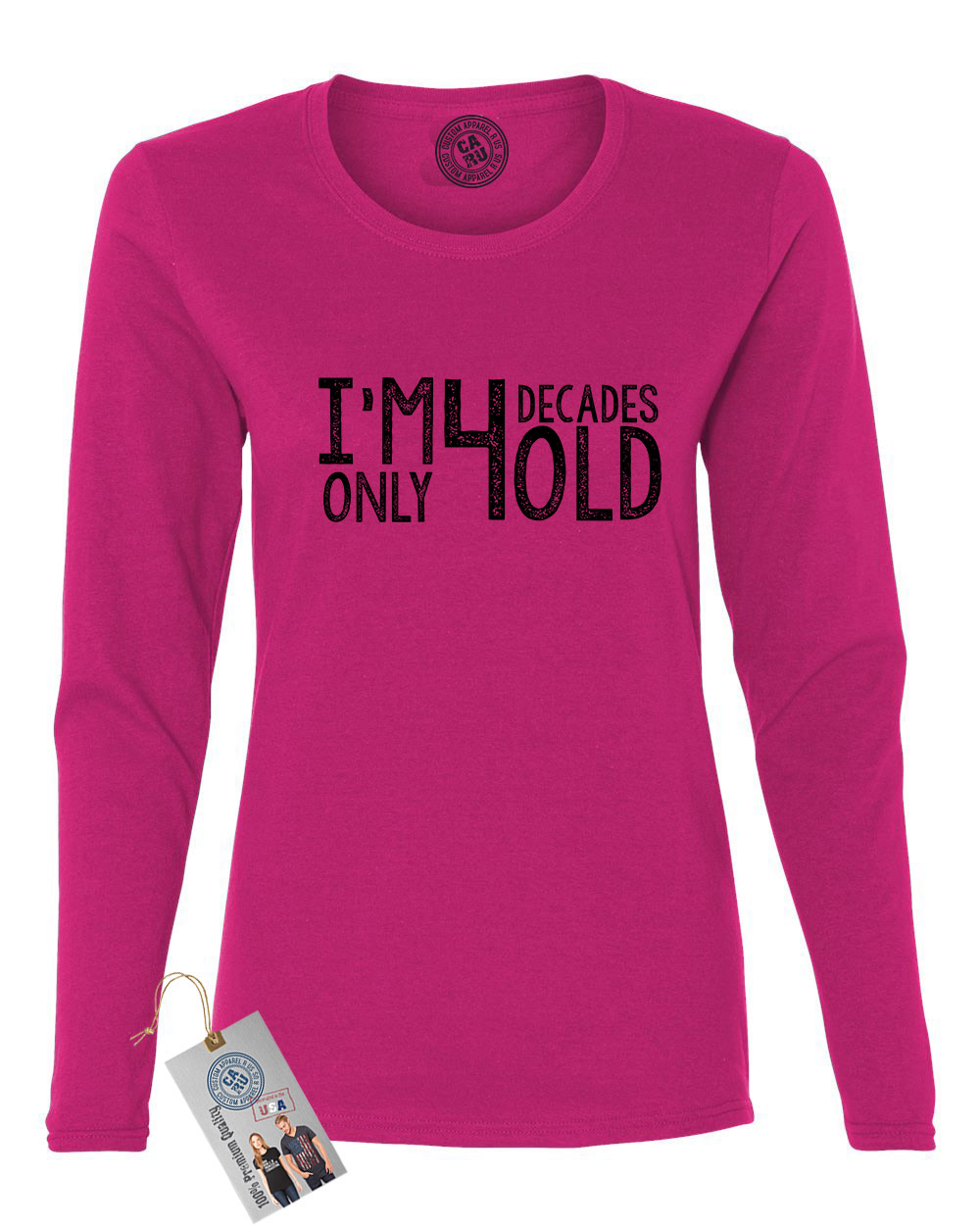 Long Sleeve T Shirt Hot Pink Large 