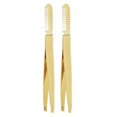 thumbnail image 1 of Lot de 2 pinces à épiler pointues et inclinées en acier inoxydable, haute dureté, à double tête, dorées, 1 of 4