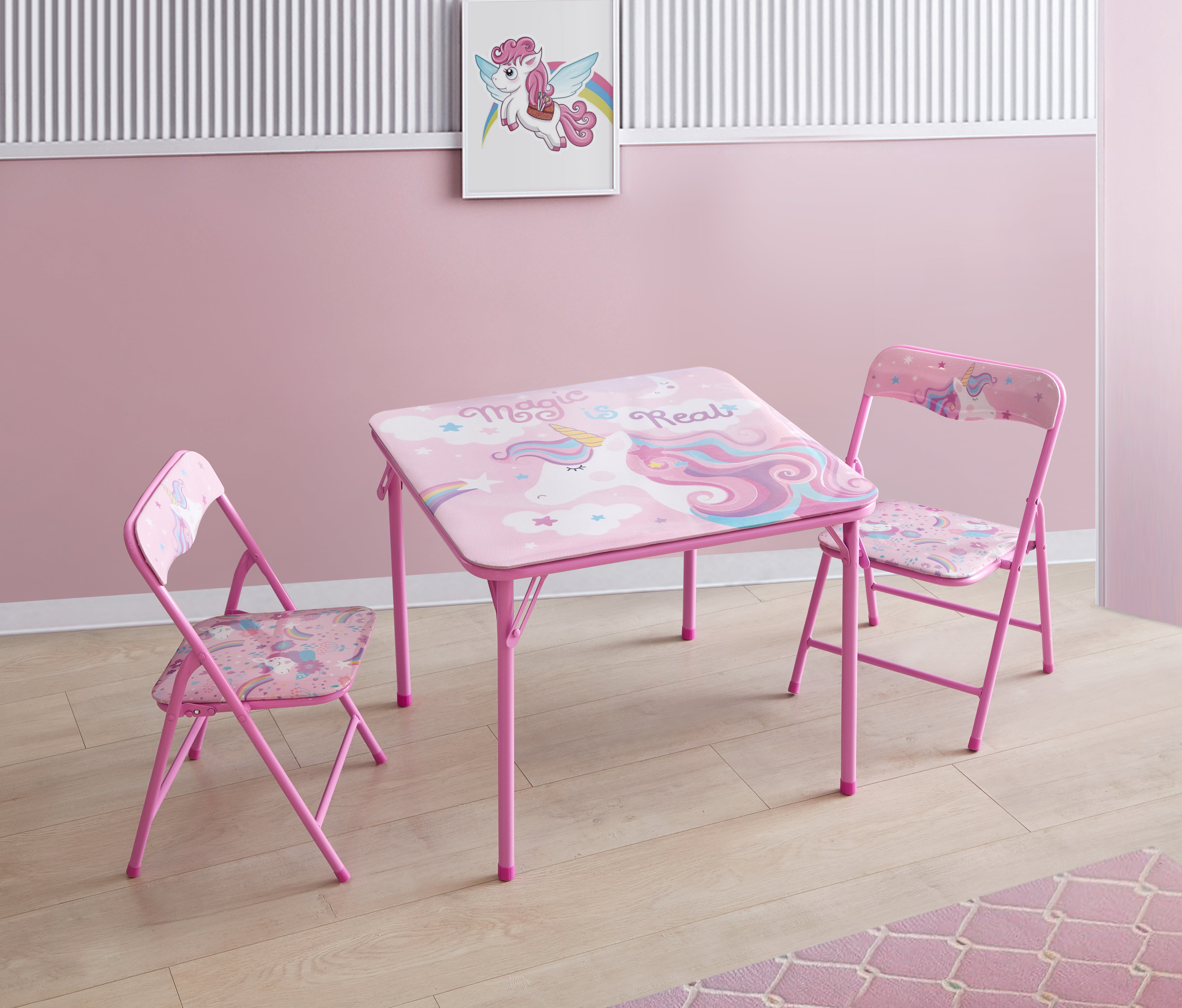 Unicorn Kids Children Garden Patio Furniture Set Table Chairs Parasol Foldable 