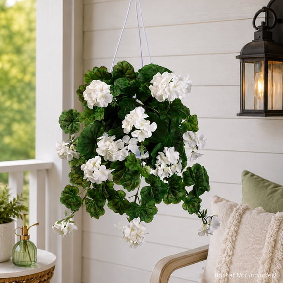 Allstate Geranium Artificial Floral Hanging Bush Spray - 32" - White