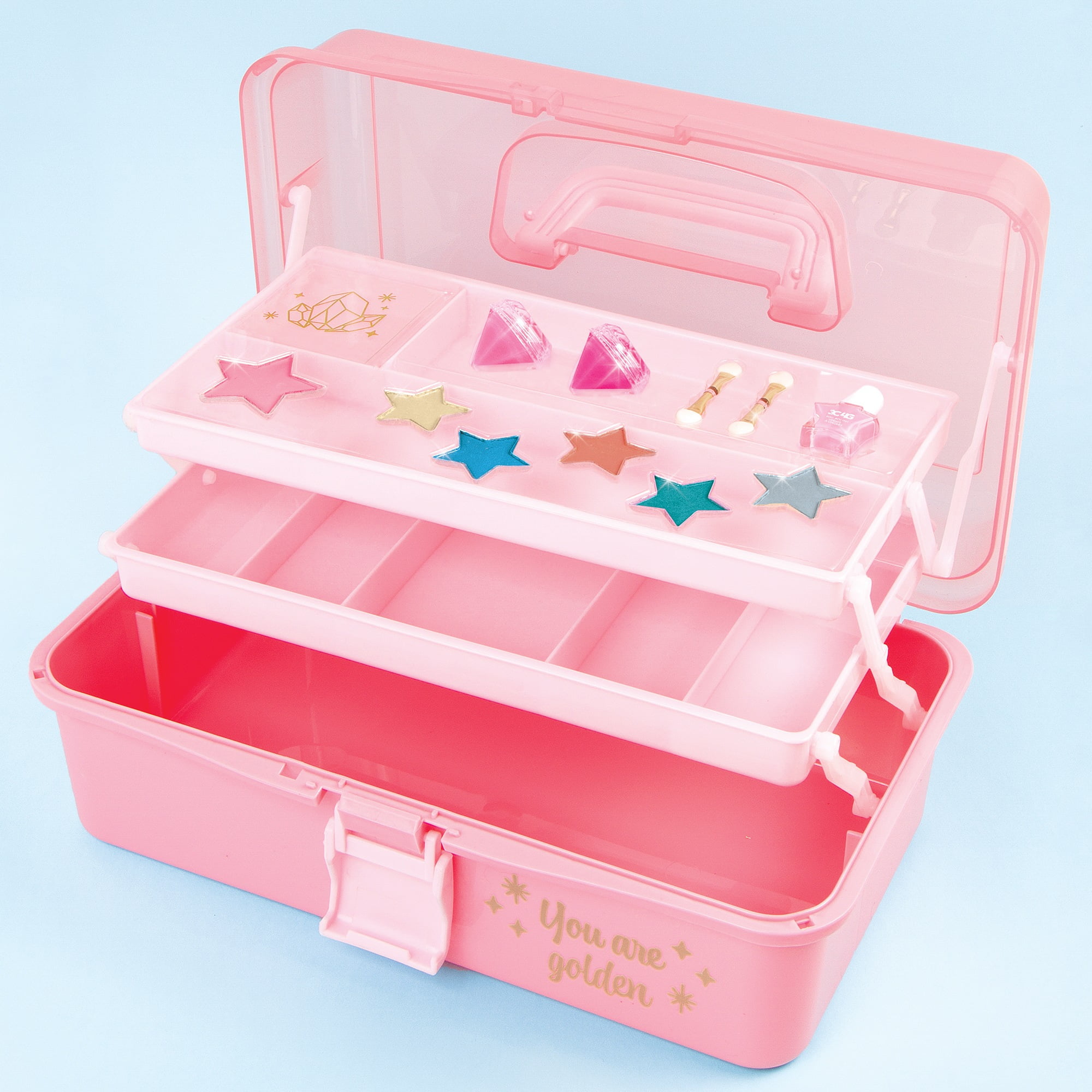 Three Cheers For Girls: Pink & Gold Hard Case Makeup Storage Set Ages 8+